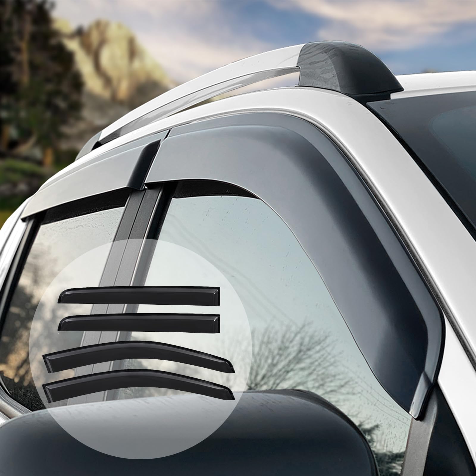 Wind Deflectors Compatible with Ford Ranger Raptor 2015-2022 Double CAB, Compatible with Ford Ranger Raptor Accessories (Car Window Rain Guard Shield)