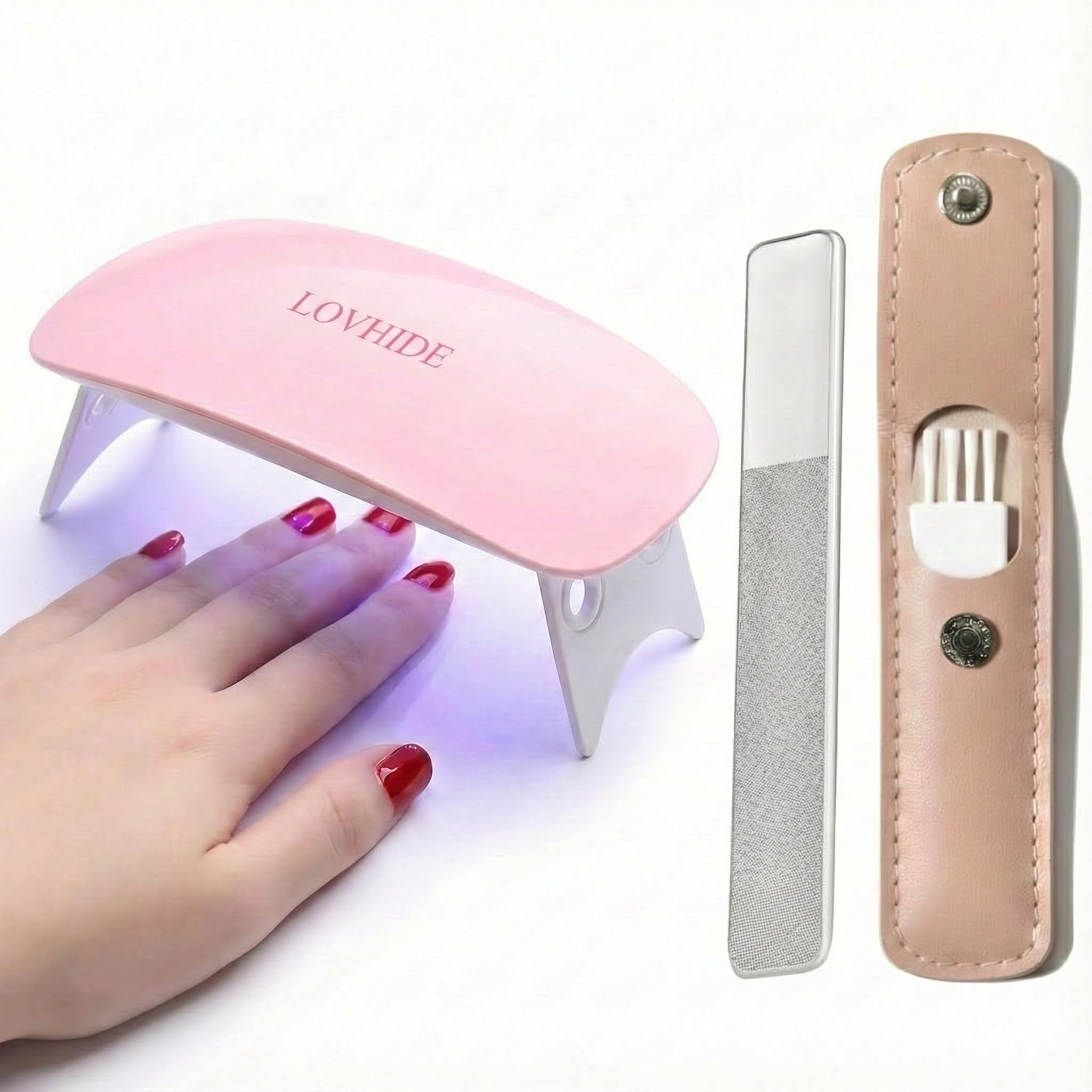 lovhide uv led nail lamp: uv light for gel nails, 6w mini connected portable lamp fast drying gel polish curing light timer dryer manicure salon home diy