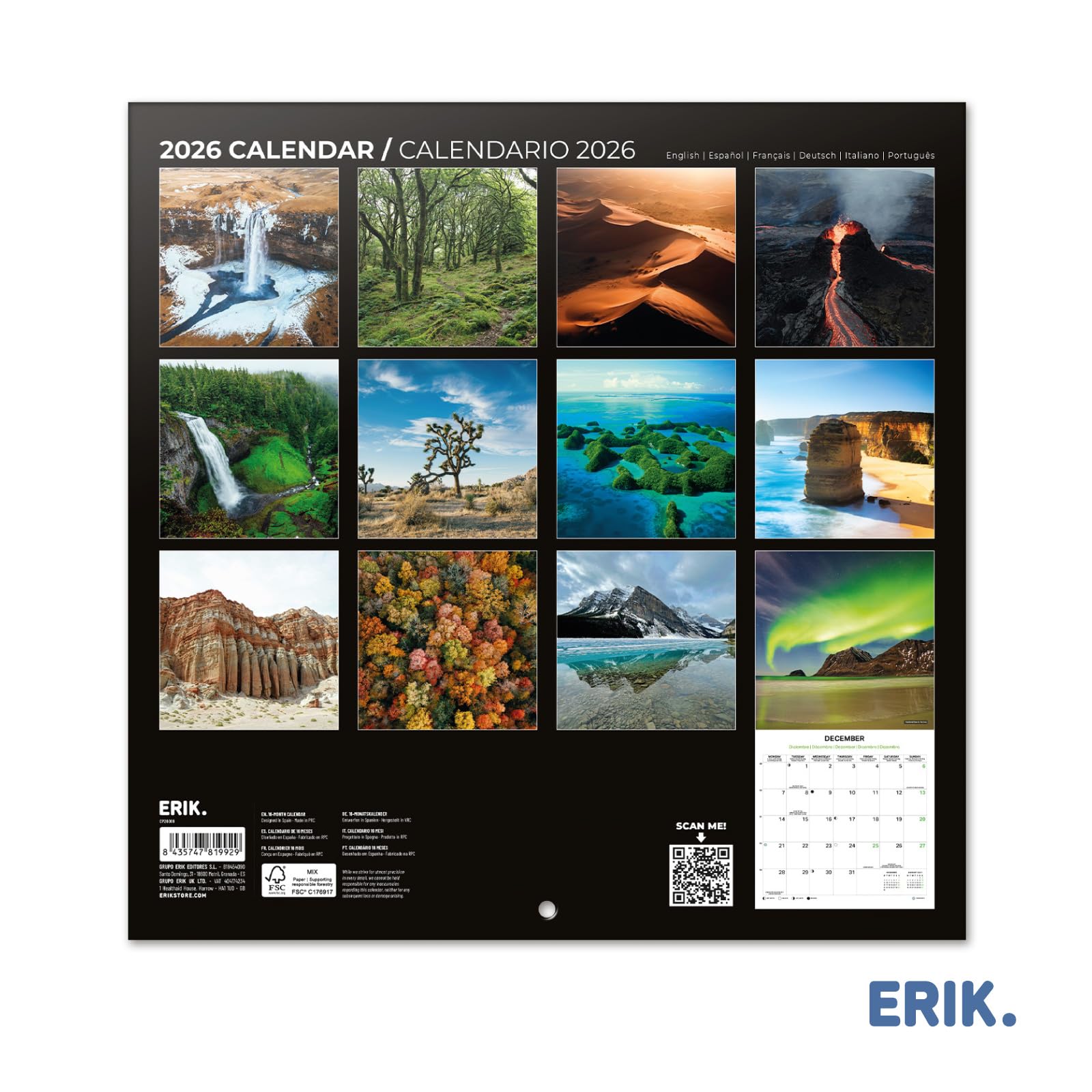 Calendrier Mural 2026 Le Seigneur Des Anneaux - 30x60cm | Organisation Mensuelle De Janvier à Décembre | Style Fantasy