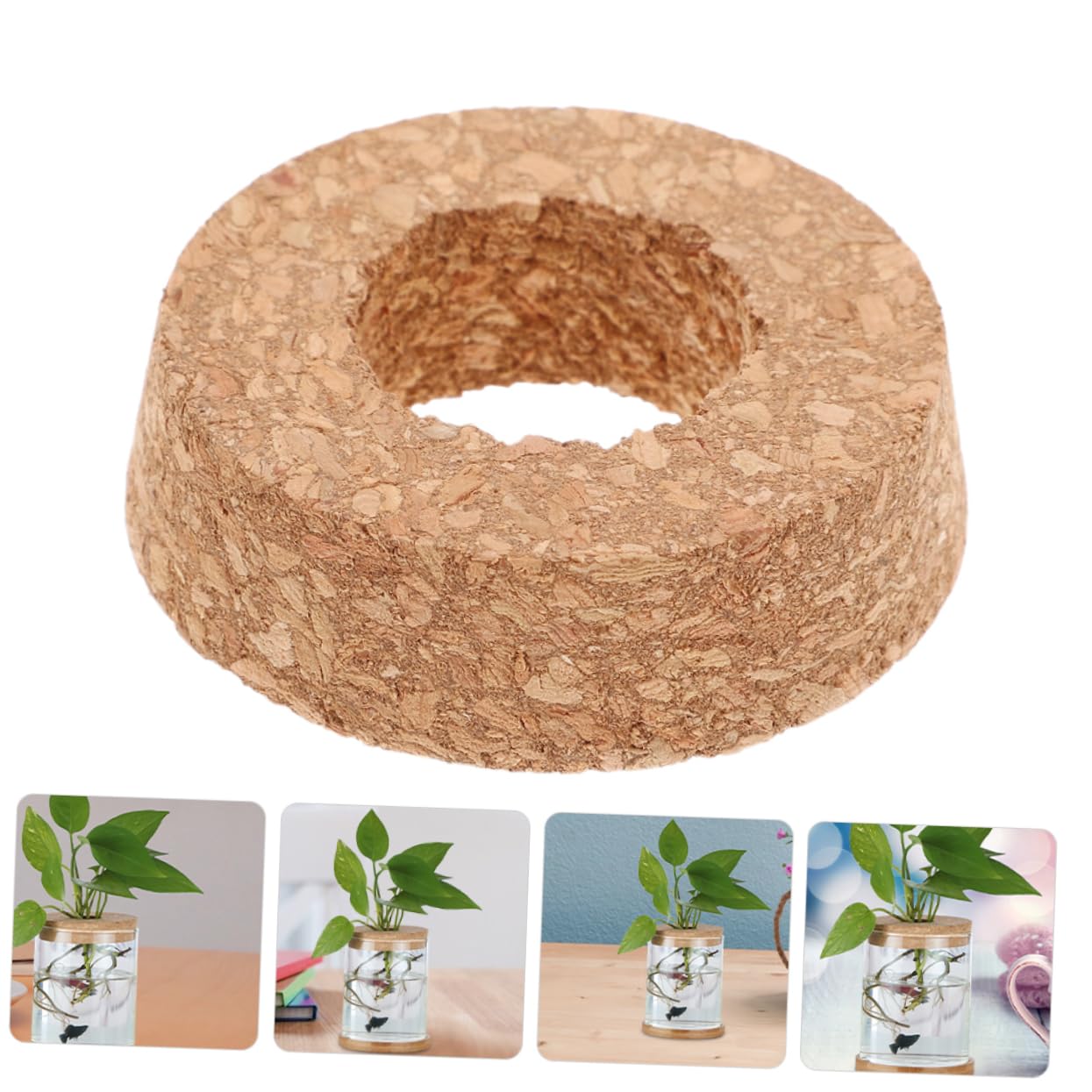 ORFOFE Bouchons en Liège et Matériau Naturel avec Trou Central Lot de 6 Design Polyvalent pour Vase en Verre Hydroponique pour Terrariums et Jardins Miniatures