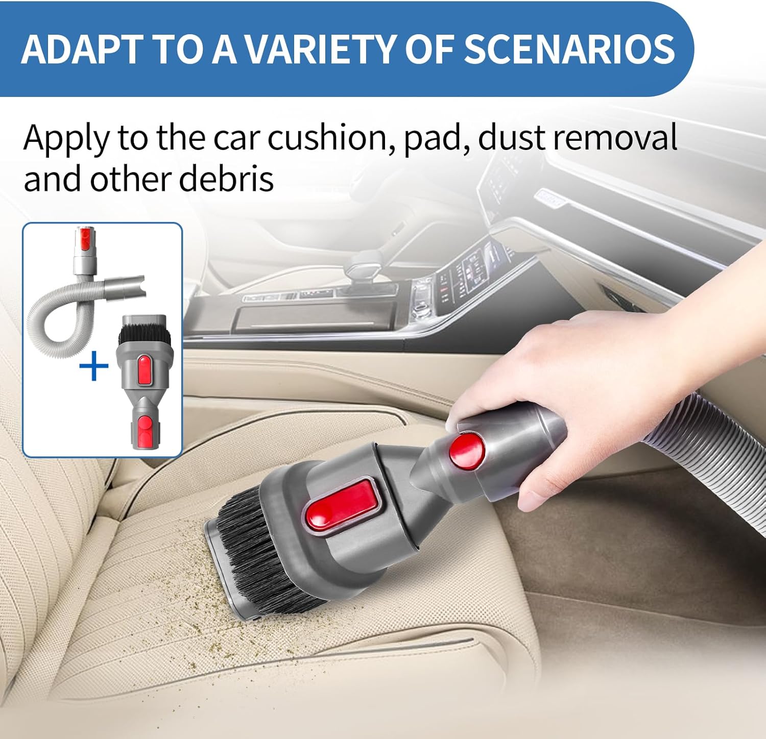 Flexible Extension Hose Attachment and Quick-Release Motorhead Cleaner for Cordless Vacuum Cleaner