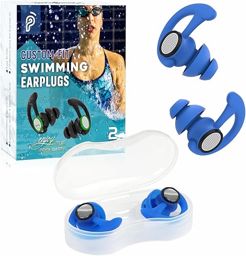Hearprotek - 2 pares de tapones para los oídos para nadar adultos, reutilizables, ajuste personalizado, para hombres y mujeres, para nadadores,