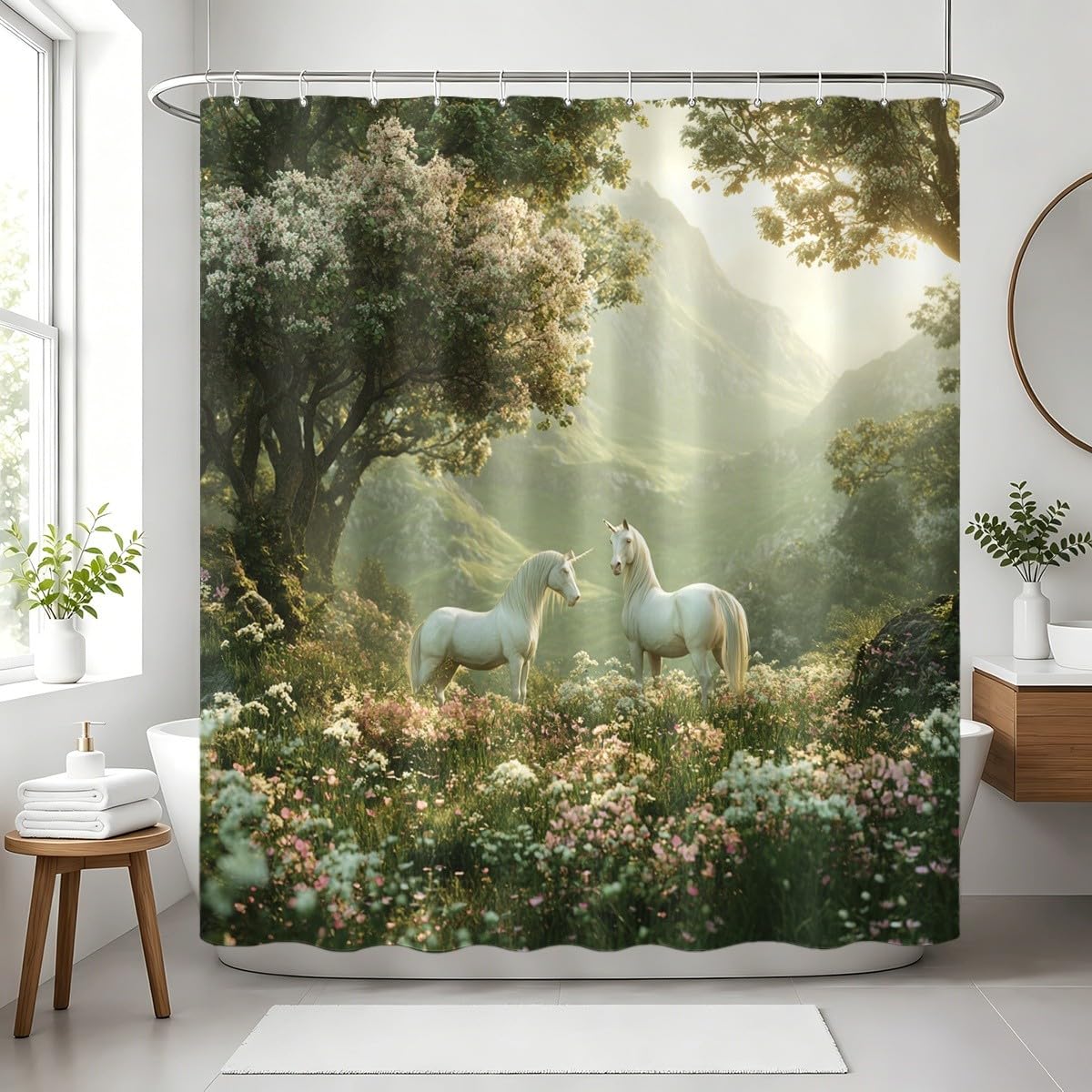 Verde Tenda per Doccia 240x200 cm Impermeabile Antimuffa Poliestere