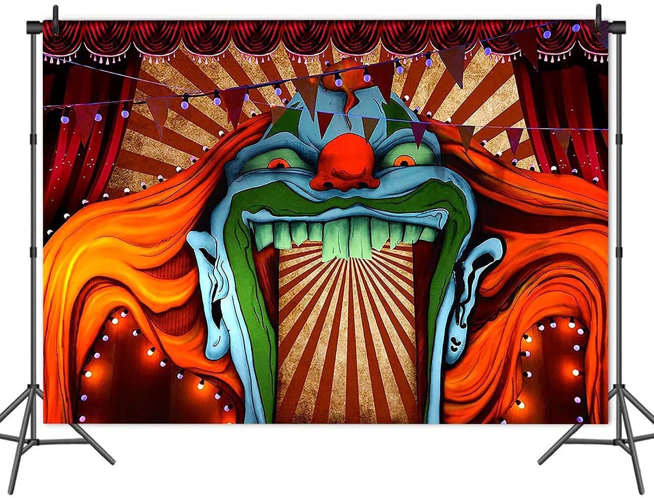 Grusel-Clown Fotohintergrund – 2,1 X 1,5 M Vinyl, Rot-weiß Gestreift, Für Halloween-Party, Fotostudio
