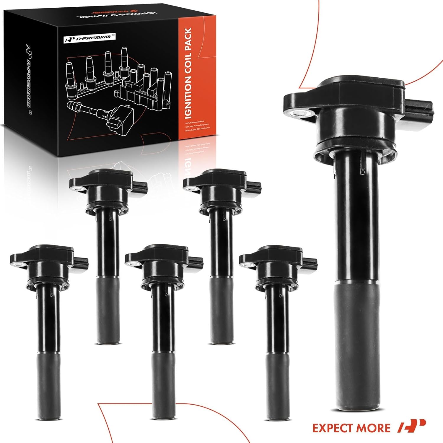 A-Premium Ignition Coils Pack Compatible with Mitsubishi Endeavor 2004-2008 Galant 2004-2007 3.8L 6-PC Set