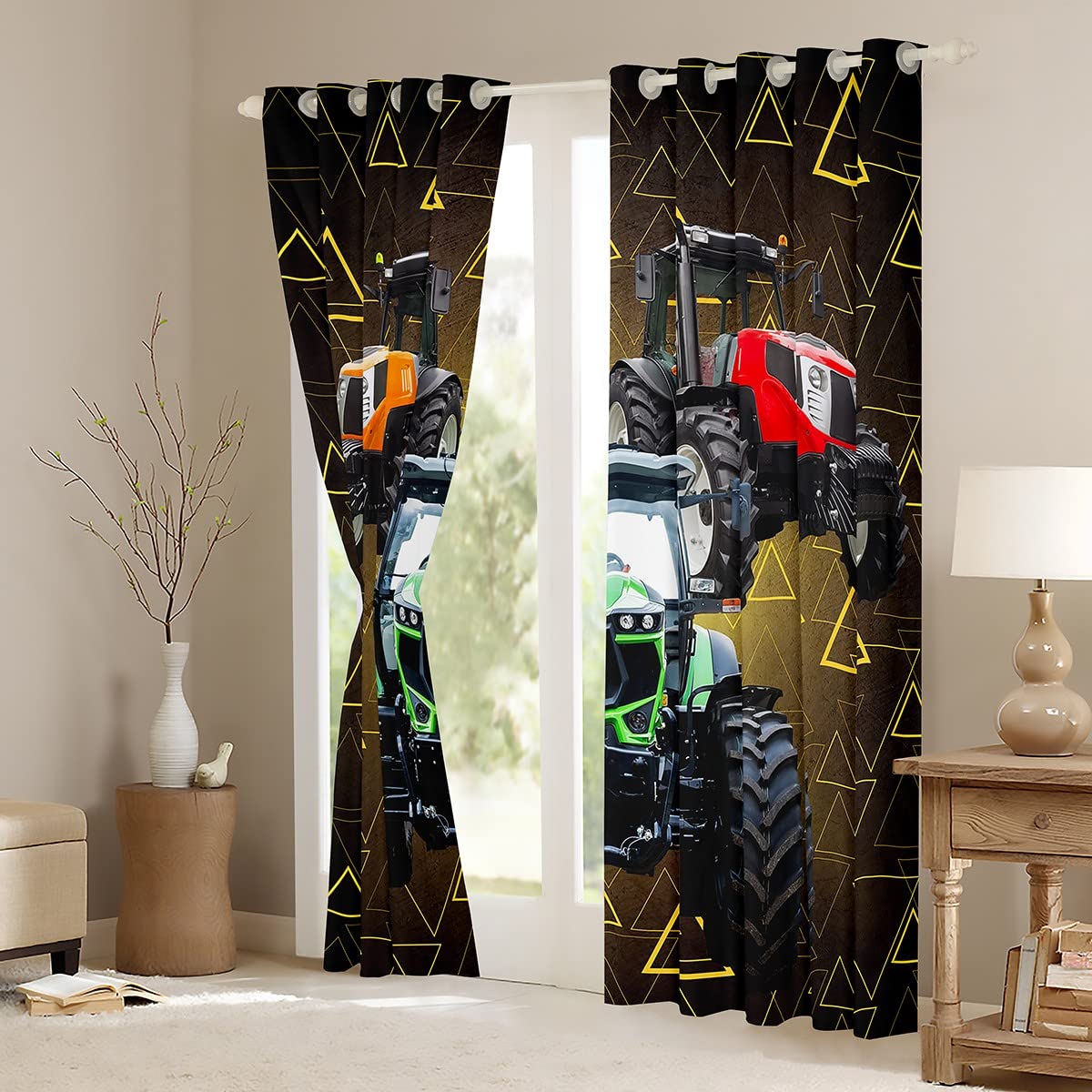 Cortina Opaca para Coche 3D (30-50%) para niños, Equipo agrícola, Camiones, Cortinas para niños, Adolescentes, Tractores, vehículos, Cortinas de oscurecimiento para maquinaria de Vida, Cortinas de ve