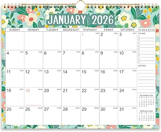 2026 Wall Calendar - 12 Months Wall Calendar 2026 from Jan. 2026 - Dec. 2026, 14.8" x 11.6", Twin-Wire Binding, Blank Block, Julian Dates, Hanging Loop, Holiday Reminder, Thick Paper