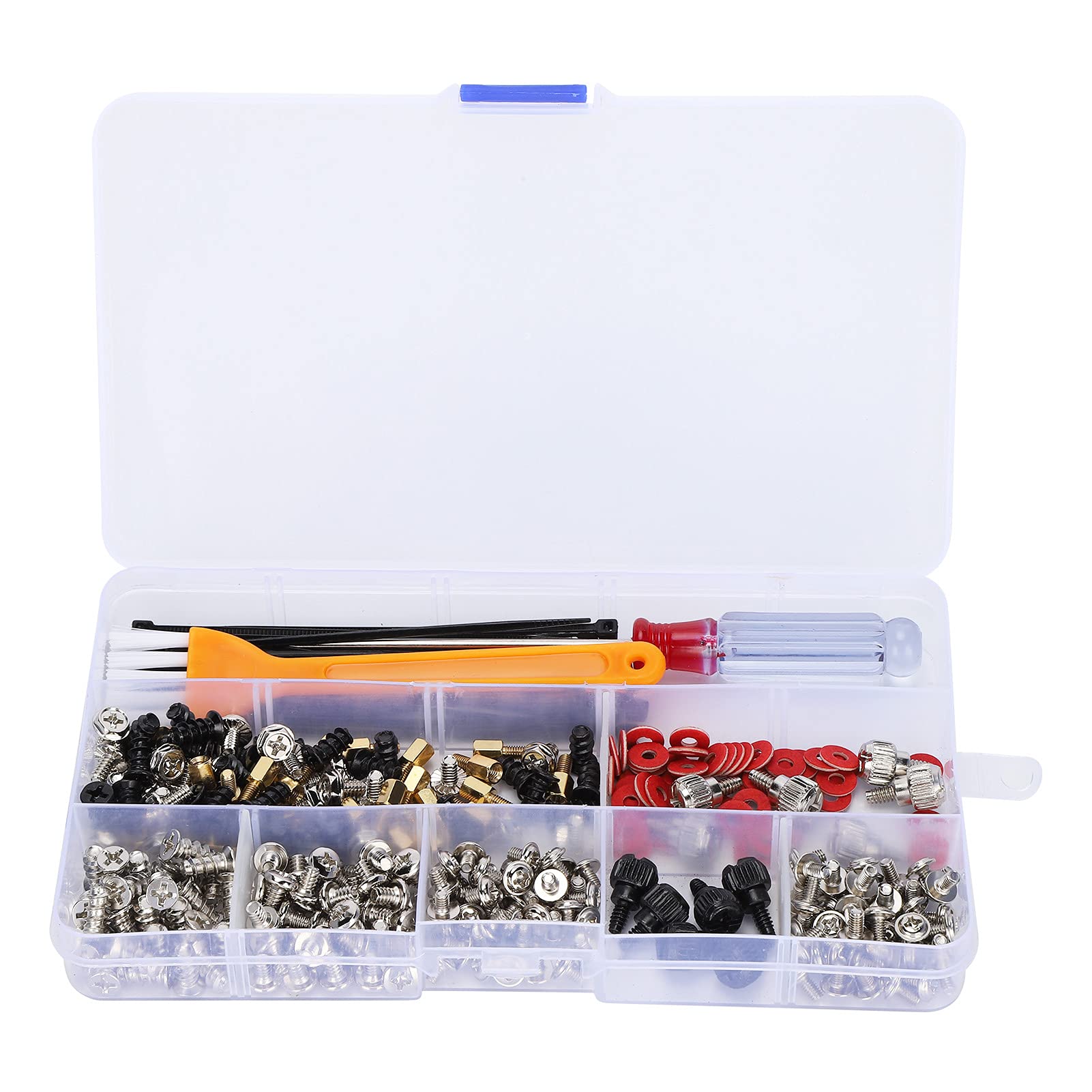 330Pcs Computer Screw Kit - Brass + Plated Assortment for Motherboard, Chassis, Fan, HDD, Monitor, Tablet Installation