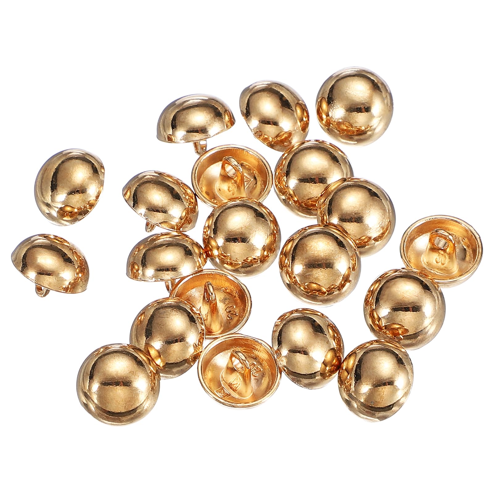 sourcing map 20pcs Half-Domed Metal Sewing Buttons, 12.5mm / 0.49" Half Round Mushroom Pearl Cap Metal Buttons with Shank for Blazer Suit Coat Jacket Cloth Garment Decoration, Golden