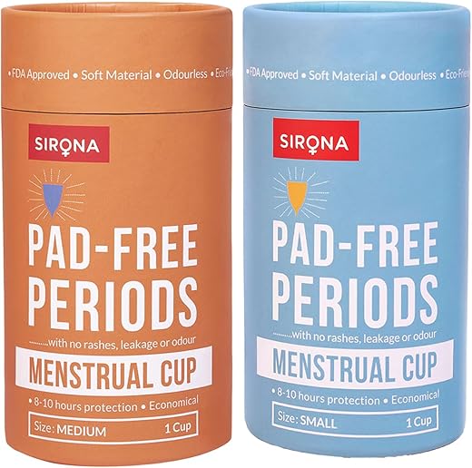 Sirona Reusable Menstrual Cup for Women | Medium and Small Size with Pouch | Ultra Soft, Odour and Rash Free | 100% Medical Grade Silicone | No...