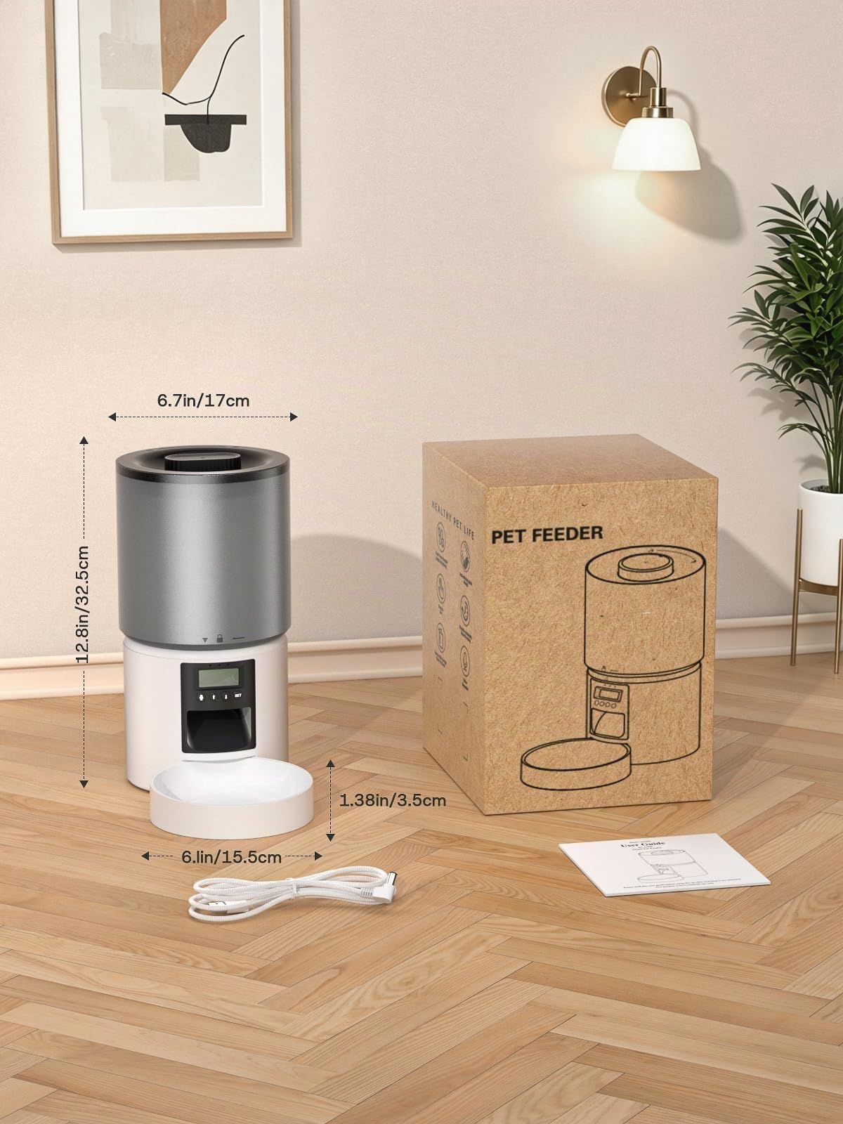 Futterautomat Katze 4L mit Timer, Katzenfutter Automat programmierbar 1–6 Fütterungen Portionskontrolle, Futterspender Katze mit 10s Sprachaufnahme Dual-Strom für kleine & mittlere Haustiere