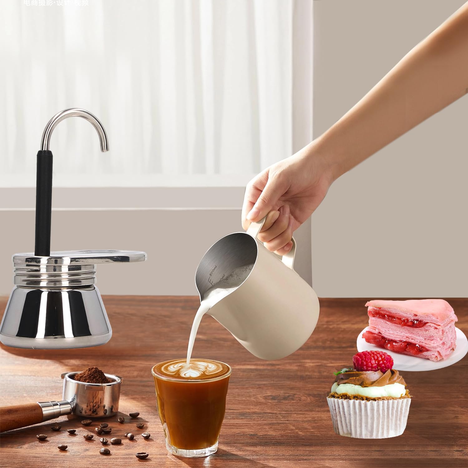 Tissting Cafetière Moka de 6,1 X 3,7 Pouces, Machine à Expresso à Bec Unique en Acier Inoxydable, Portable Moka Express en Acier Inoxydable, Mini Cafetière à Expresso Italienne Machine à Café