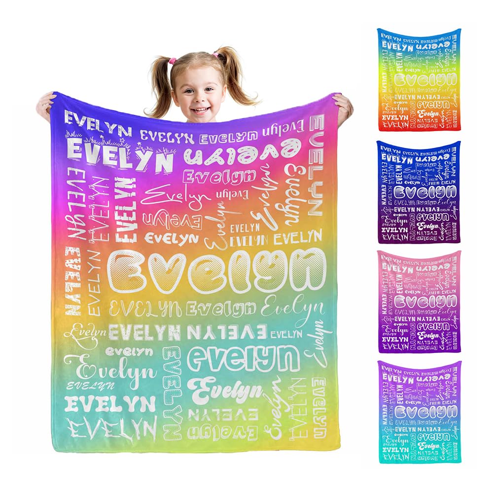 AOFUN Personalized Baby Blankets with Names, Custom Baby Girls Blanket Initial Swaddle Blanket, Personalized Baby Boy Gifts for Newborn, Toddler on Baby Shower, Christmas, 40x30inch, Style 5