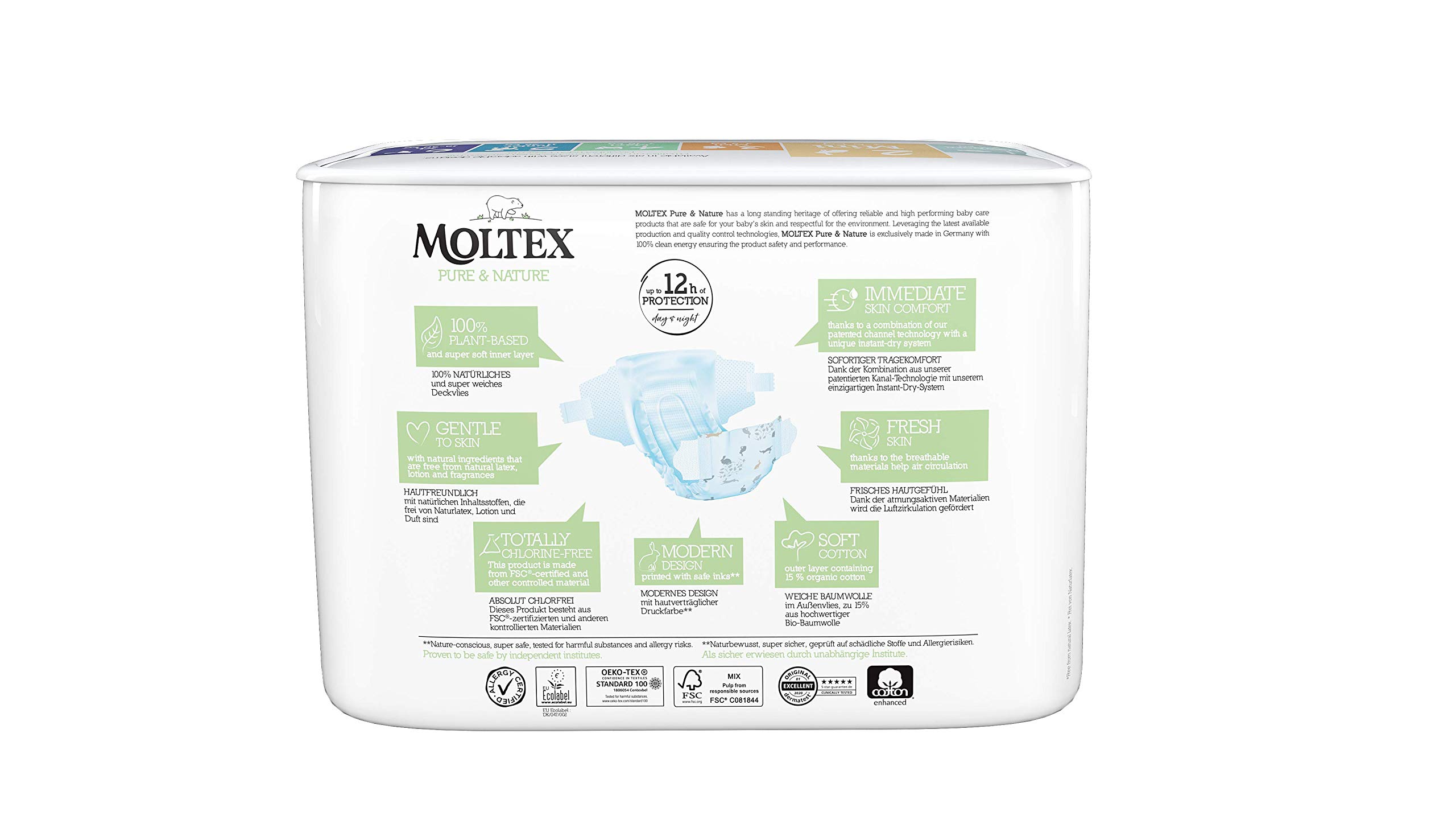 Moltex Pure & Nature pieluchy rozmiar 2 mini (3-6 kg), 38 sztuk