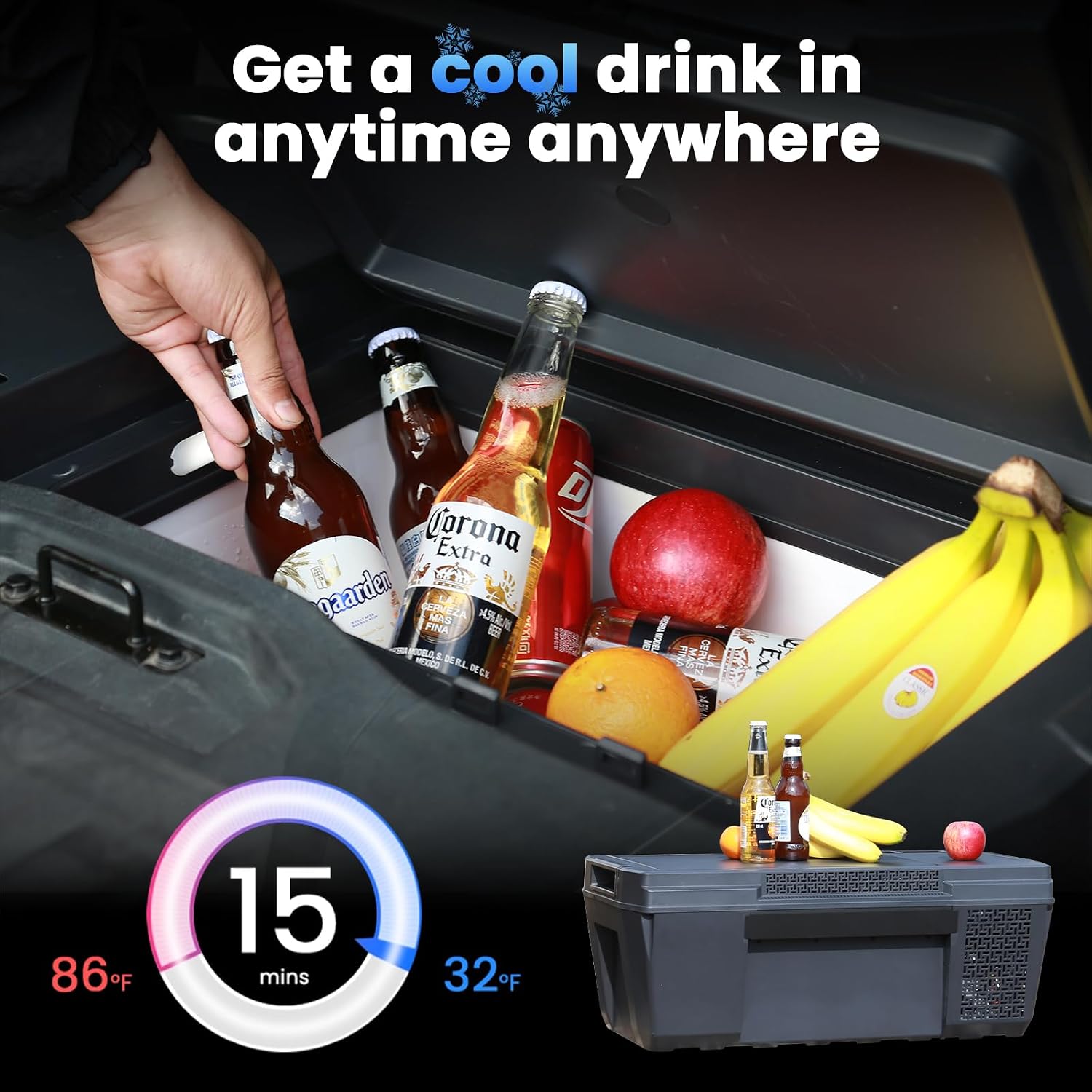 Cybertruck Cooler Refrigerator, 25L Trunk Fridge Rapid Cooling (21°F~68°F) Tesla Cybertruck Accessories for Camping Road Trips (Cybertruck All-wheel Drive)