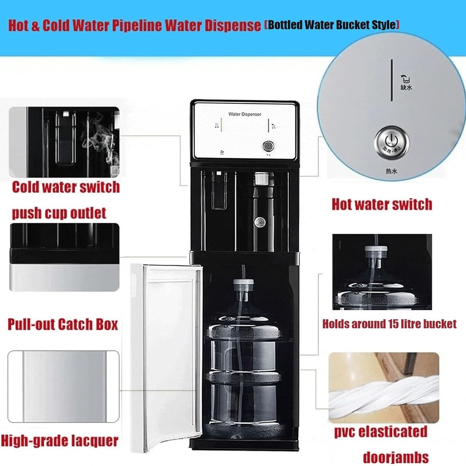 WasserküHler, Wasserspender Mit Bodenbeladung, 3-Stufige Temperaturregelung, Wasserspenders Mit Festwasseranschluss, FüR BüRo Und Zuhause
