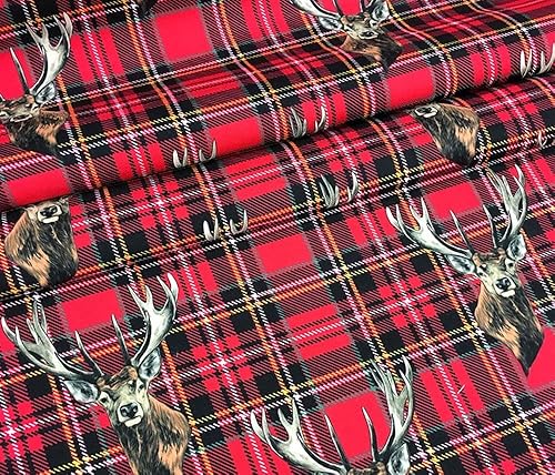 Miniatura 4 de Tela estampada de ciervos en tela de tapicería de cuadros rojos (78.7 inx55.1 in)-HDTF-0583-200