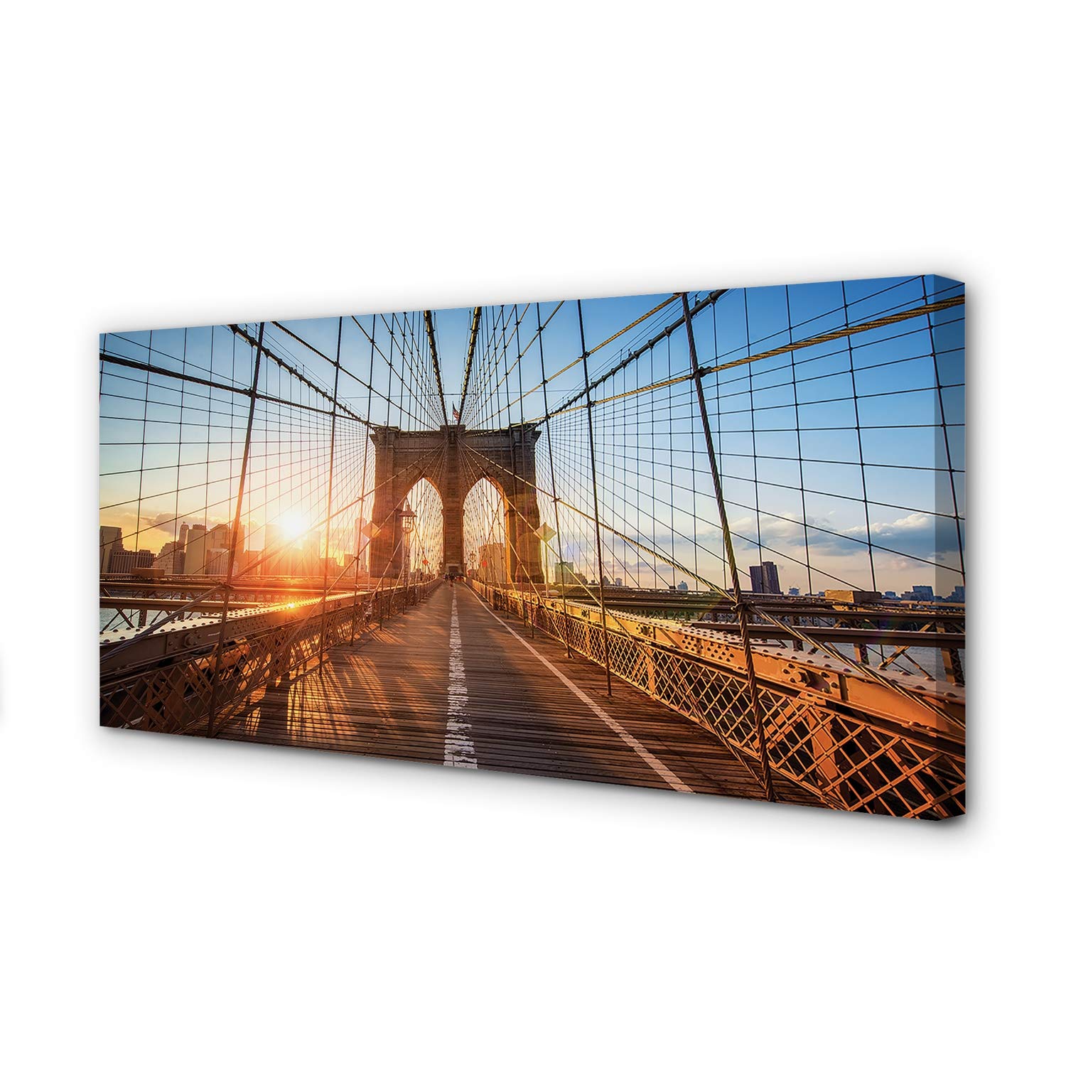 Tableau peinture sur toile 100x50cm Tulup représentant un pont au sunrise