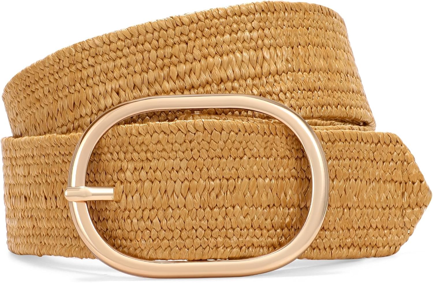 XZQTIVE Straw Woven Elastic Braided Waist Belt for Women Stretch Summer Boho Raffia Dresses Belt for Beach Vacation