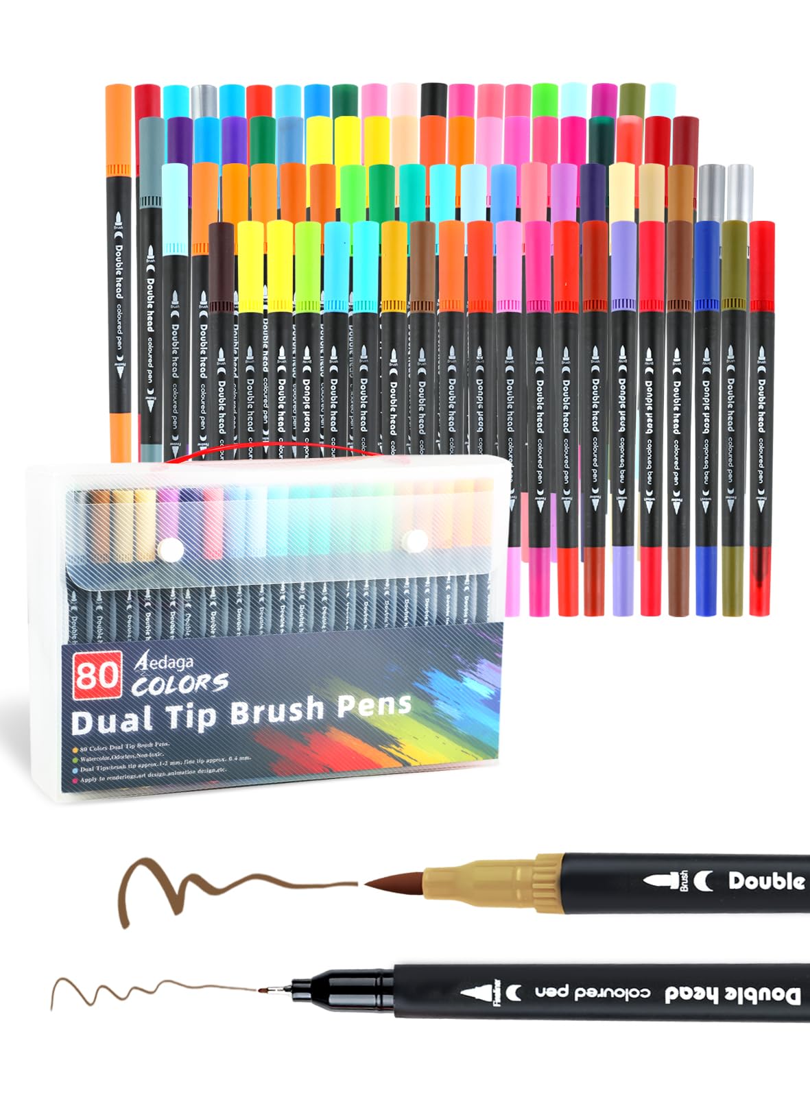 HornedDragon 80 Colors Dual Markers Brush Pens, Fine Felt & Brush Tip Marker Christmas Gifts for Adults, Stocking Stuffers Art Marker Pens for