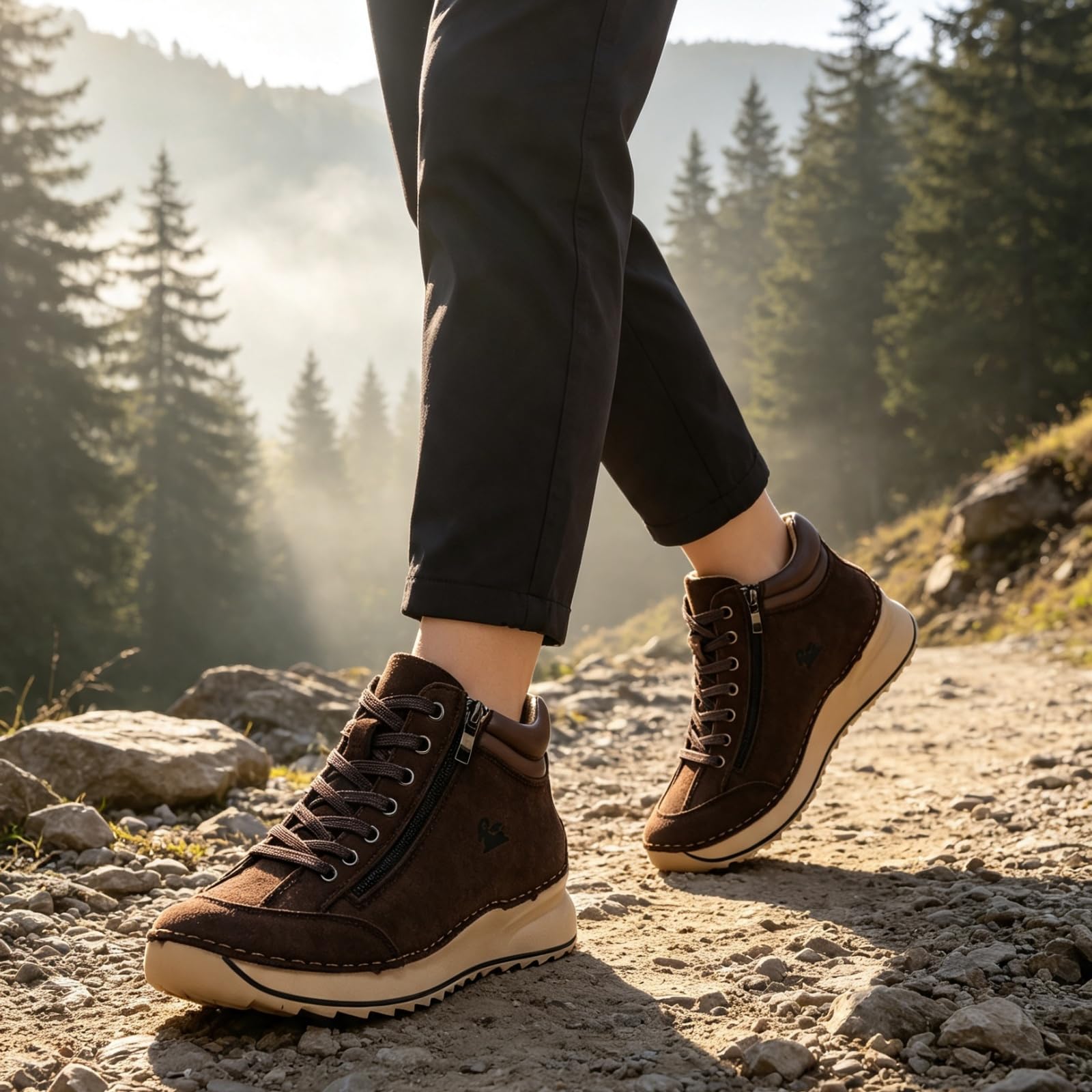 Wodoodporne buty trekkingowe damskie wysokie platformie