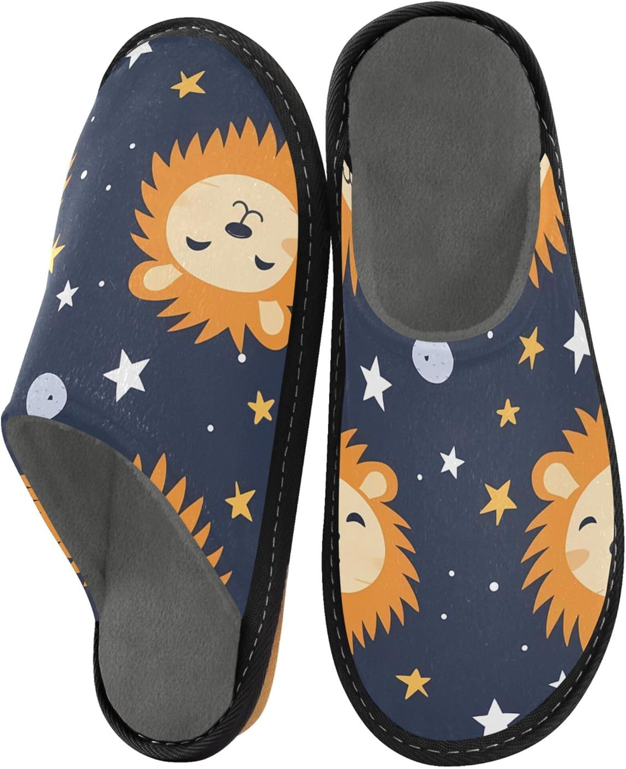 Cute Lion House Slippers – Cozy Fuzzy Slippers for Guests, Washable & Disposable, Perfect for Shoeless Home, Spa & Hotel Use A111661