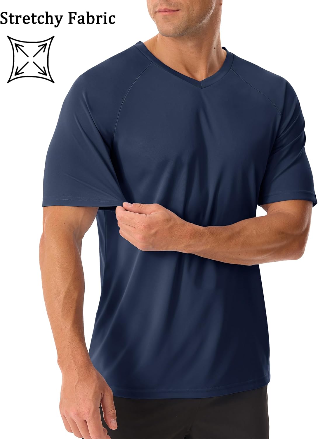 MAGCOMSEN Men's UPF 50+ Sun Protection Shirts V Neck Short Sleeve T-Shirt Quick Dry Swim UV Shirt Summer Workout Rash Guard - Image 2