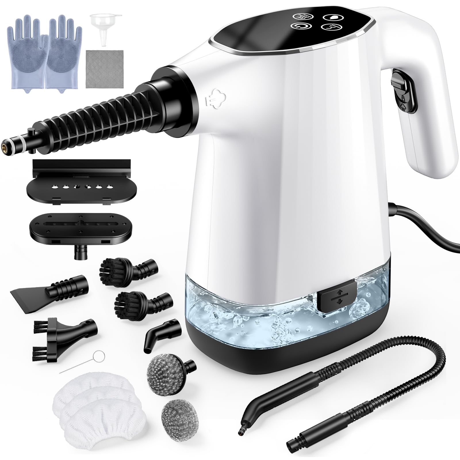 Photo 1 of ***used***Handheld Steam Cleaner, Portable Steamer for Cleaning with 18PCS Accessories, 12s Fast Heating, Pressurized Steam Cleaner for Home, Kitchen, Bathroom, Car Detailing, Window, and Clothes, White