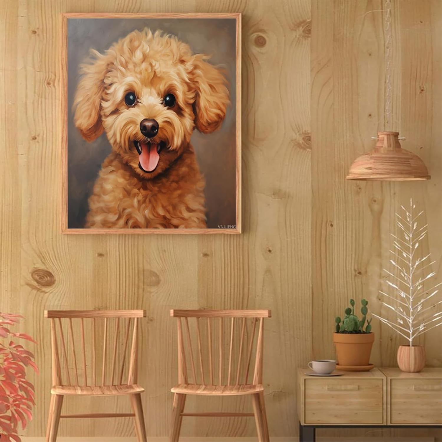 VNUIEHG DIY Paint by Numbers Dog Portrait, Poodle, Painting on Canvas for Adults Beginner Drawing with Brushes (40x50cm, Without Frame)
