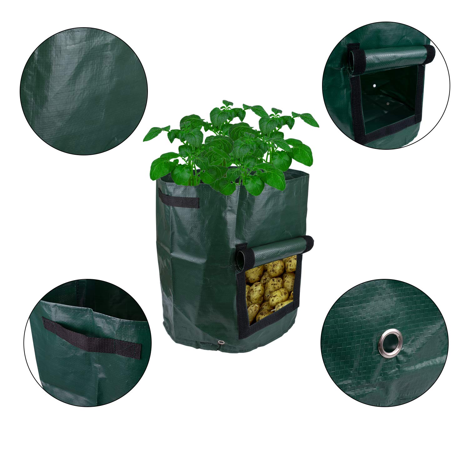Bolsas de Cultivo de Patatas, Paquete de 3 Bolsas de 10 galones para macetas, Bolsas de Cultivo de Tomates, macetas, Bolsas de Plantas, Bolsas de Bandeja de Cultivo de Plantas para Verduras