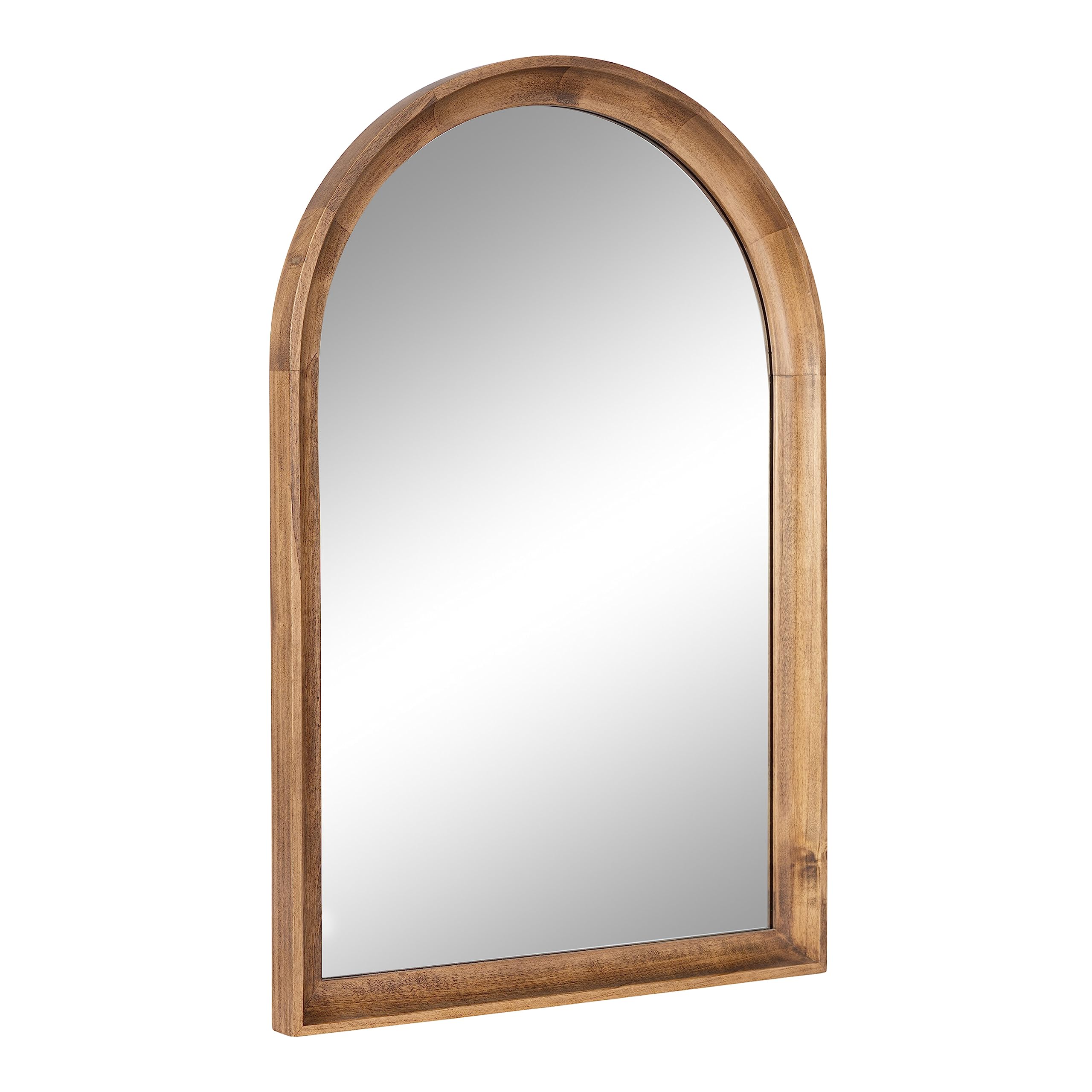 Kate and Laurel Hatherleigh Modern Transitional Arched Wooden Wall Mirror, 20 x 30, Rustic Brown, Decorative Wood Arch Mirror for Use in Bathroom, Entryway, or Bedroom