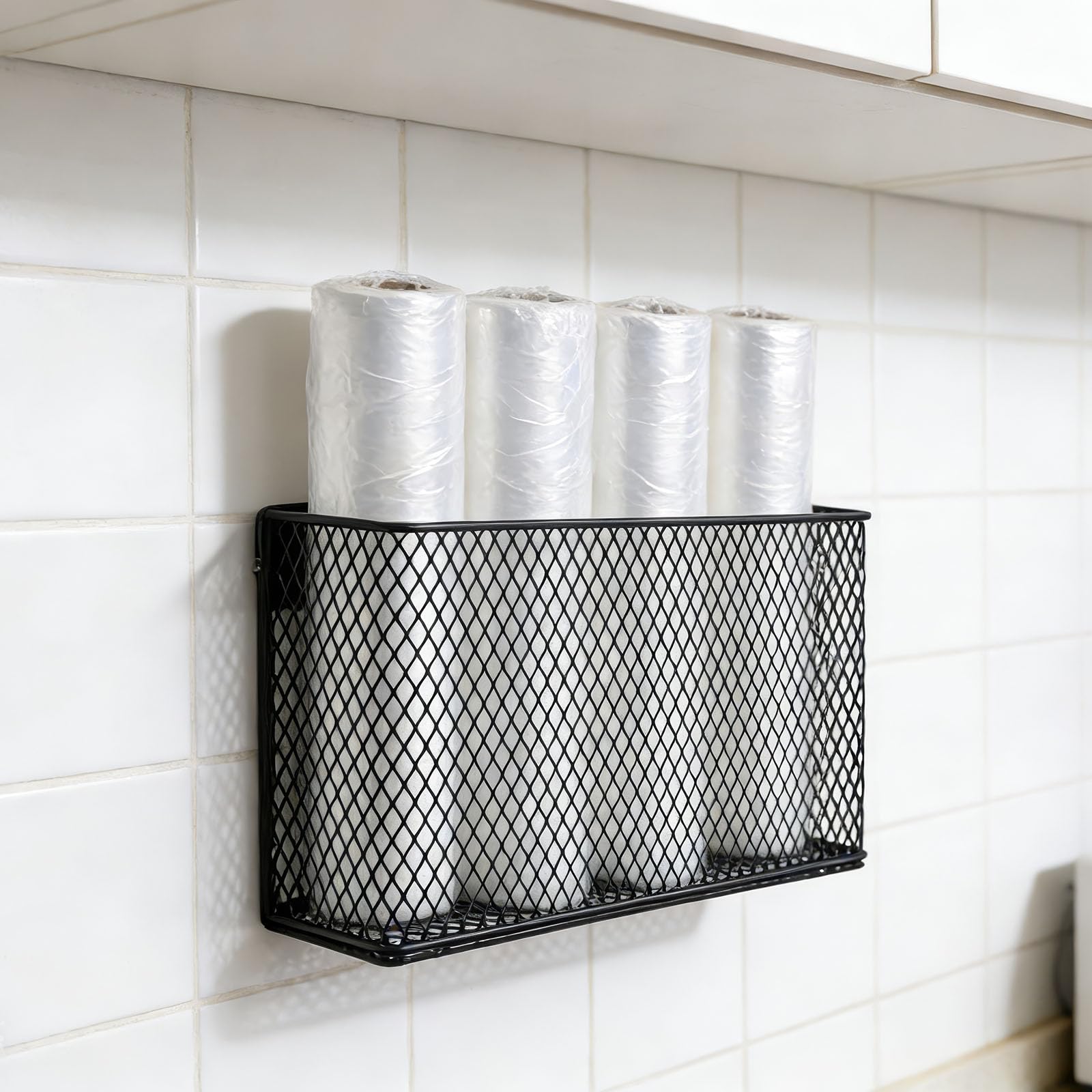 SZZHIYONG 1 PcsKitchen Cabinet Door Storage Box, Kitchen Cupboard Organisers, Self-Adhesive Metal Wall Mounted Kitchen Storage Boxes for Cabinet Cupboard Bathroom Fridge Organizer(24x15x7.5cm)