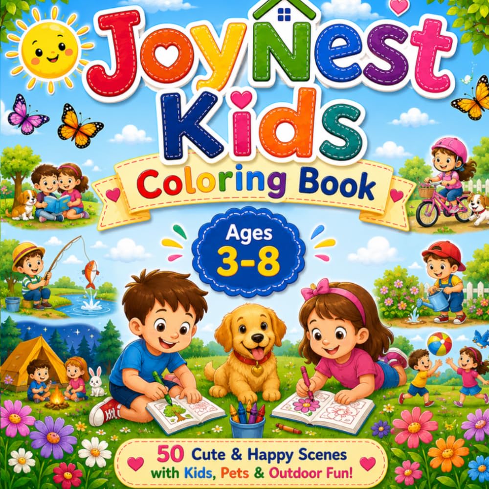 JoyNest Kids Coloring Book: Fun Playtime, Cute Activities & Happy Moments for Kids Ages 3–8