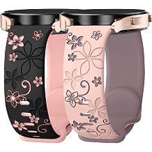 2 Pack Floral Engraved Bands for Samsung Galaxy Watch 20MM