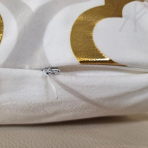 Miniatura 8 de Fundas de almohada decorativas  Juego de 2 almohadas de terciopelo blanco y dorado suave de 18 x 18 pulgadas, fundas de cojín geométricas cuadradas