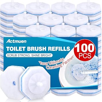 100pcs Disposable Toilet Brush Replacement Head,Bathroom Cleaning,Disposable Bowl Cleaners Compatible with Most Toilet Brushes