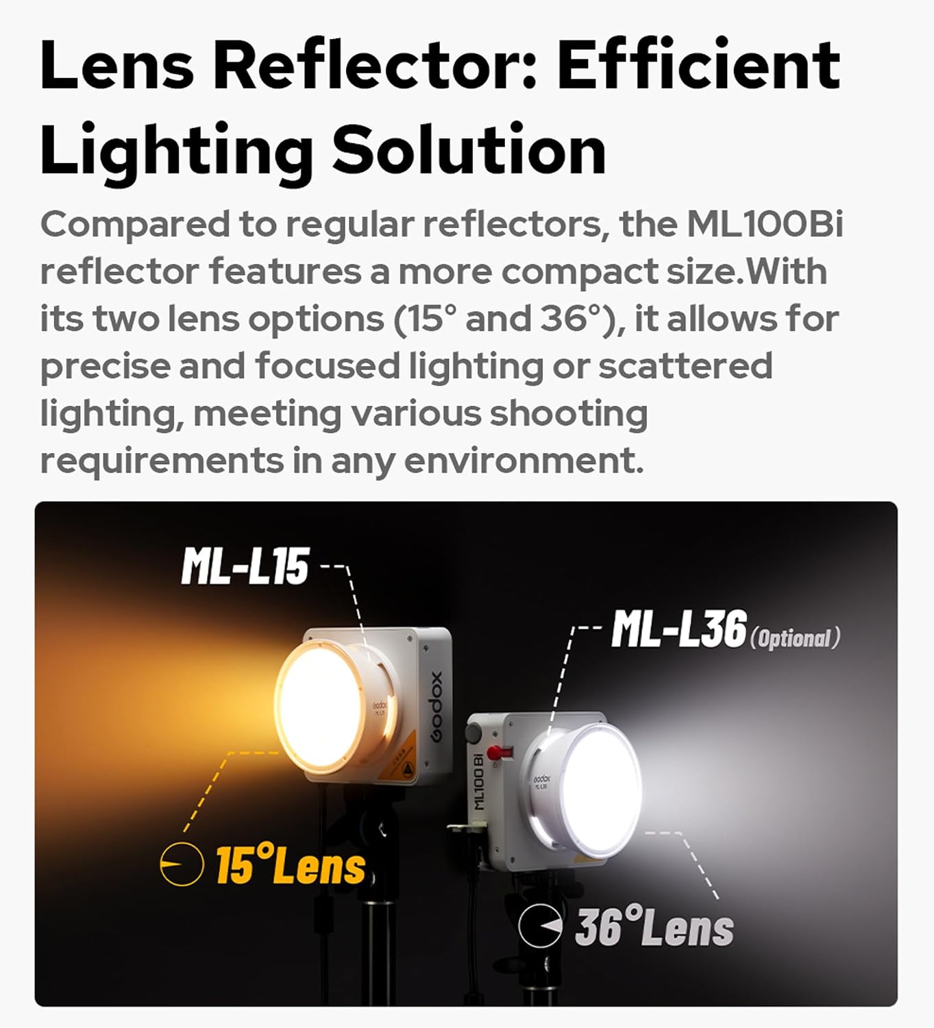 Godox ML100Bi バイカラー 120W LED ビデオライト 2800K-6500K 34300 