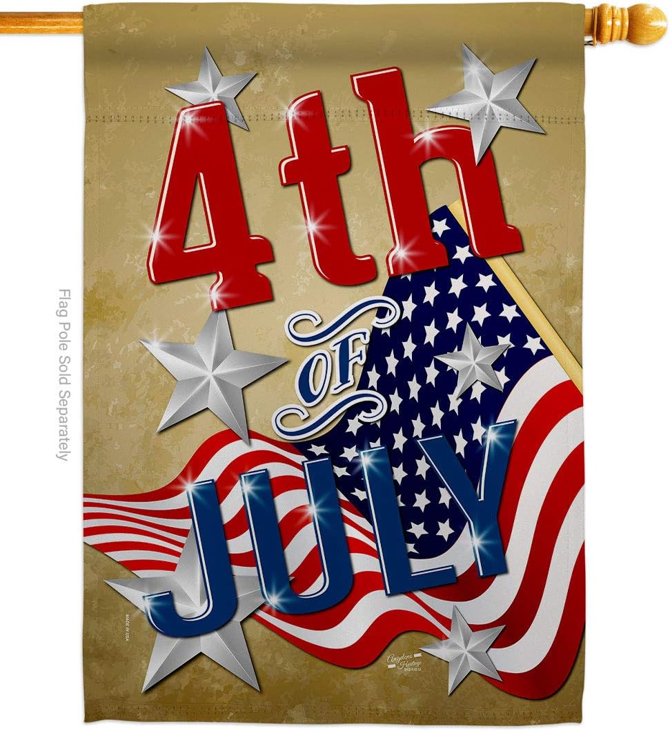 4th of July House Flag Americana Fourth Independence Day Fireworks BBQ United State American Small Decorative Gift Yard Banner Made In USA 28 X 40
