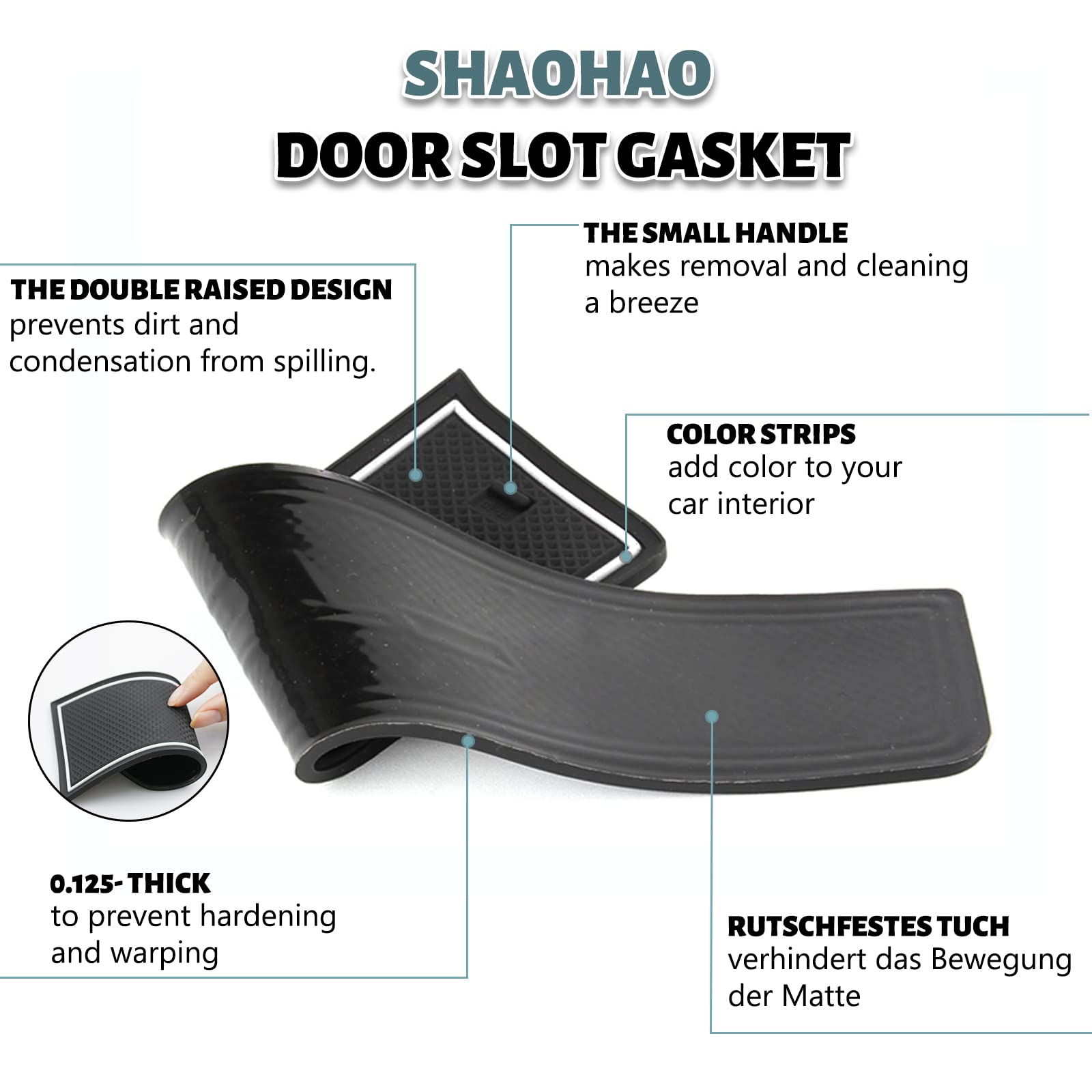 SHAOHAO tappetini per Renault Clio 4 BH/KH 2013-2018 Pad in Gomma tappetini Antiscivolo per Console Centrale Vassoio portabicchieri, Imbottitura per Cucitura Porta accessori clio 4 (Bianco)