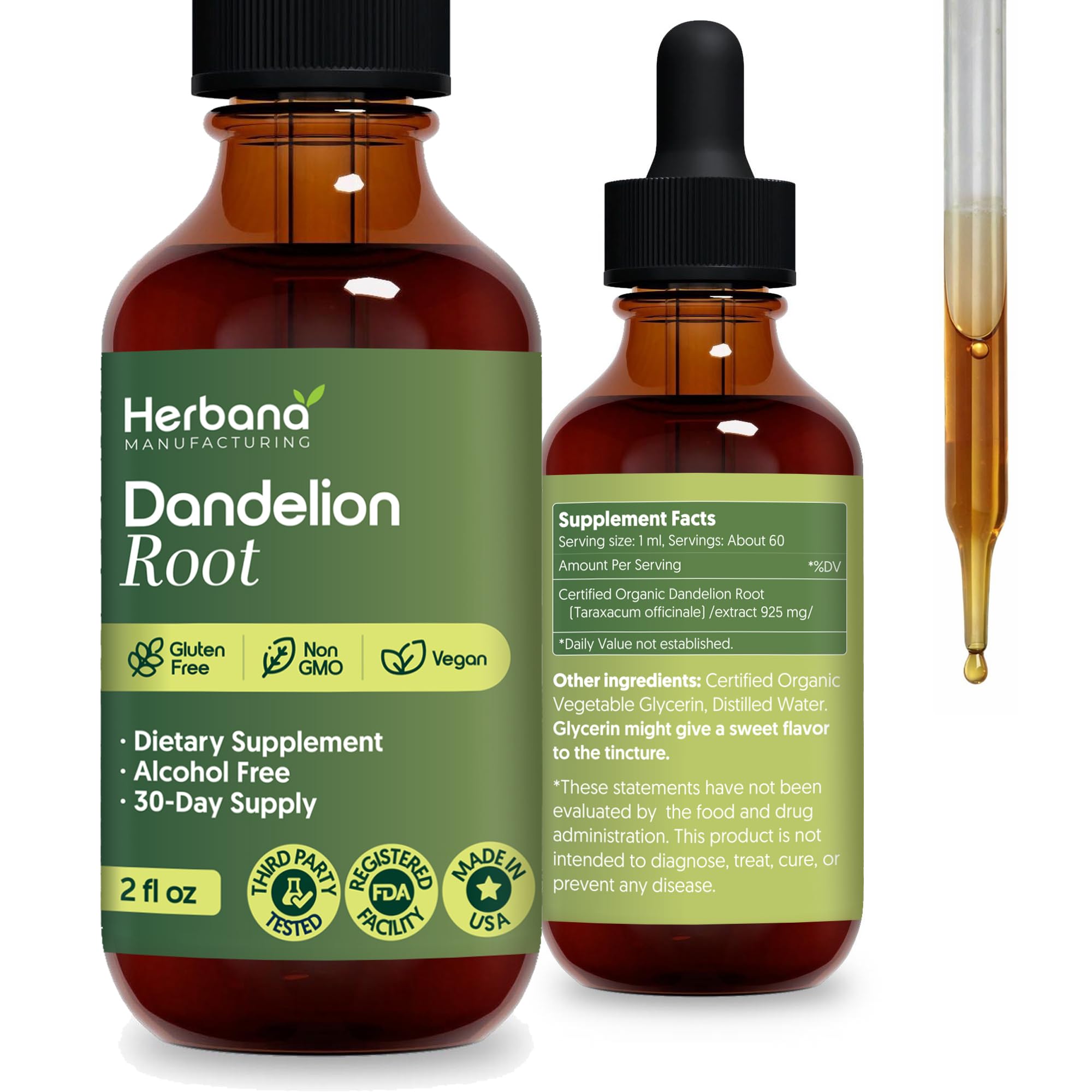 Dandelion Root 4 fl oz Liquid Extract - Natural Herbal Supplement for Cleansing, Digestive Function & Immunity - Organic Taraxacum officinale - Family Size - High Potency Drops - 60-Day Supply