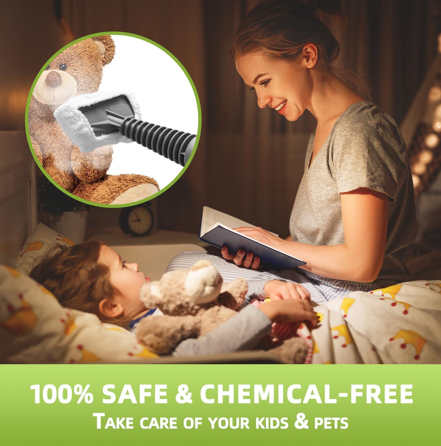 Handheld Steam Cleaner, Pressurized Multi-Surface Steam Shot with 13 Accessories, Safety Lock, Steamer for Cleaning Floor, Upholstery, Grout, Windows, Couch and Car (Yellow)