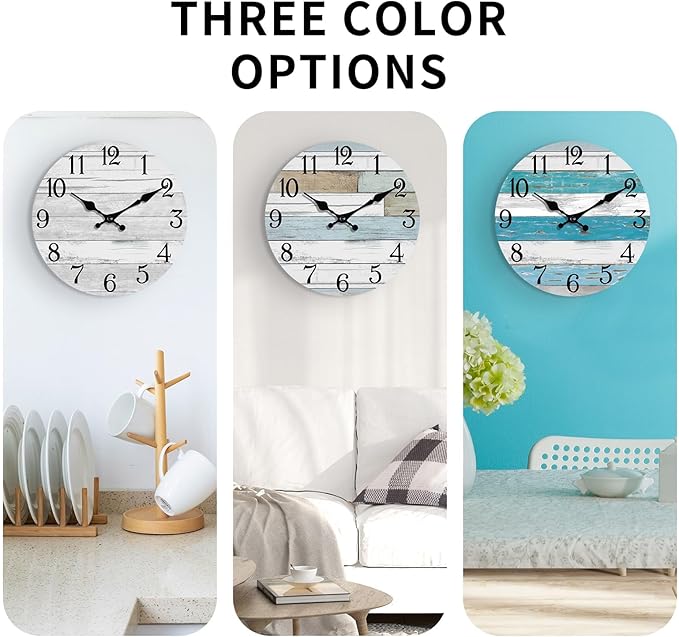 Reloj de Pared Analógico 10 Pulgadas Sin Tic Tac Decoración Costera miniatura 5