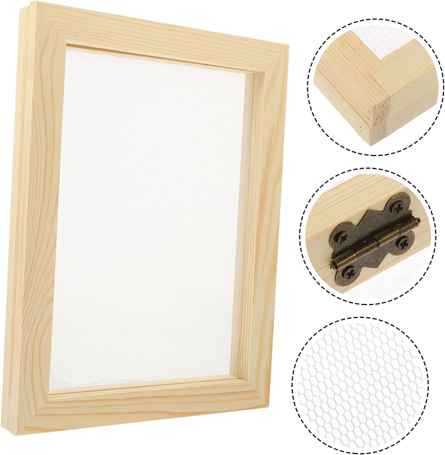 Dekoracje domowe rękodzieła, 4 szt. Materiały do ​​drukowania ramek DIY Rzemiosło Deckle Wytwarzanie papieru Drewniane dostawy Kwiaty Narzędzie dla dzieci Sito do rękodzieła Papier do form Siatka Form