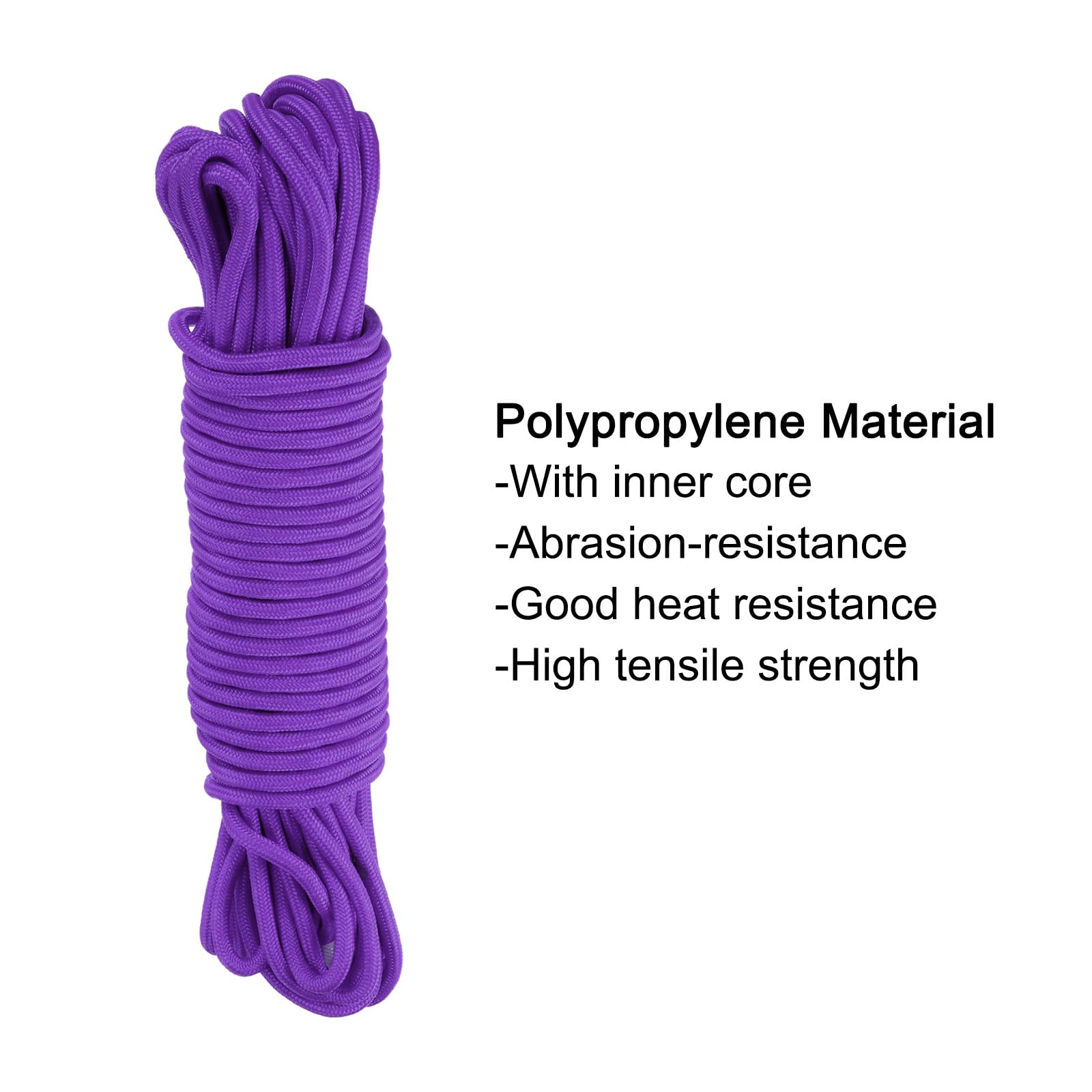 QUARKZMAN Corde tressée en Corde en polypropylène 45M/147ft 1/2" 12mm Violet pour Une Utilisation intérieure et extérieure, Camping, Corde à Linge