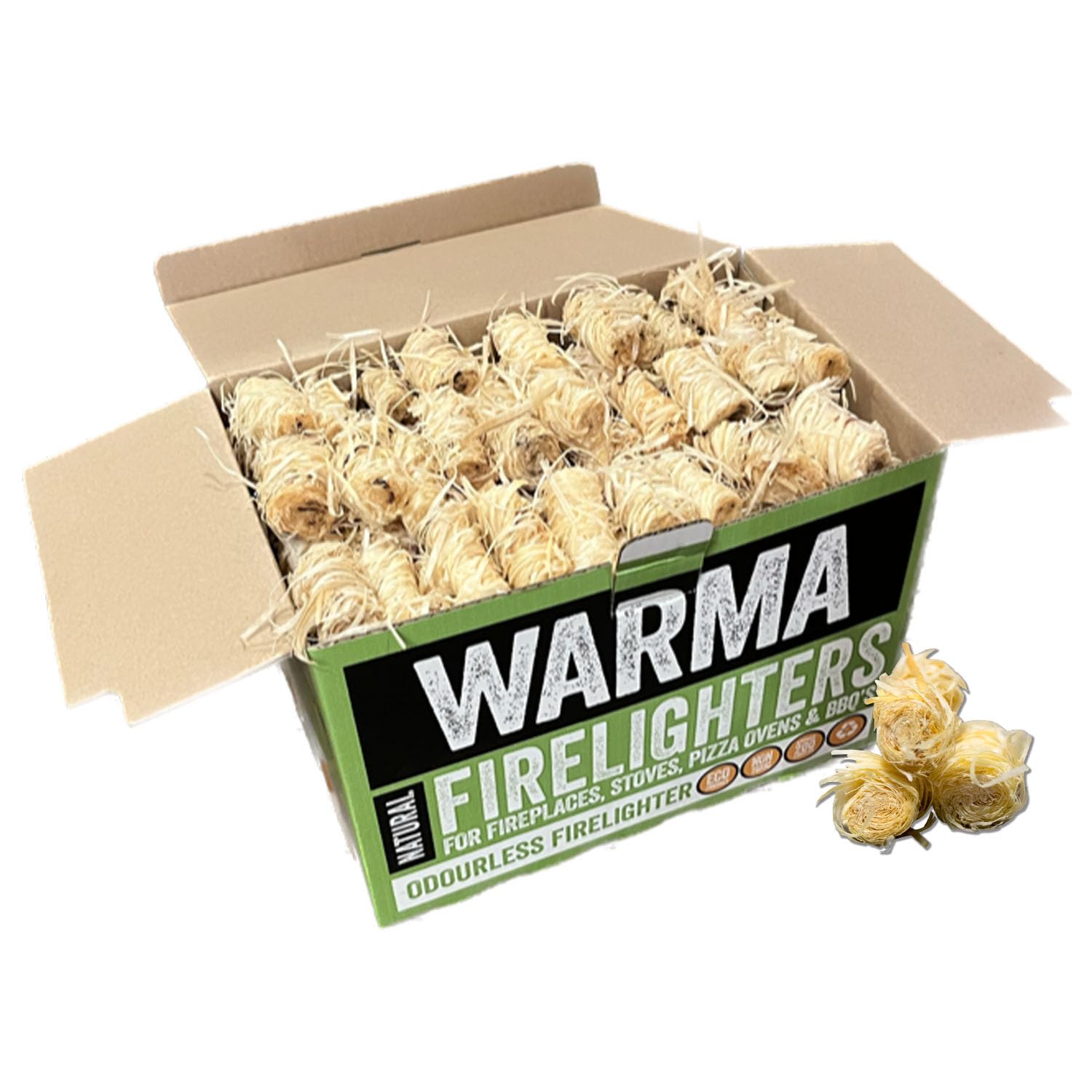 200 Natural Firelighters For Wood Burners, Stoves & BBQs - Wax