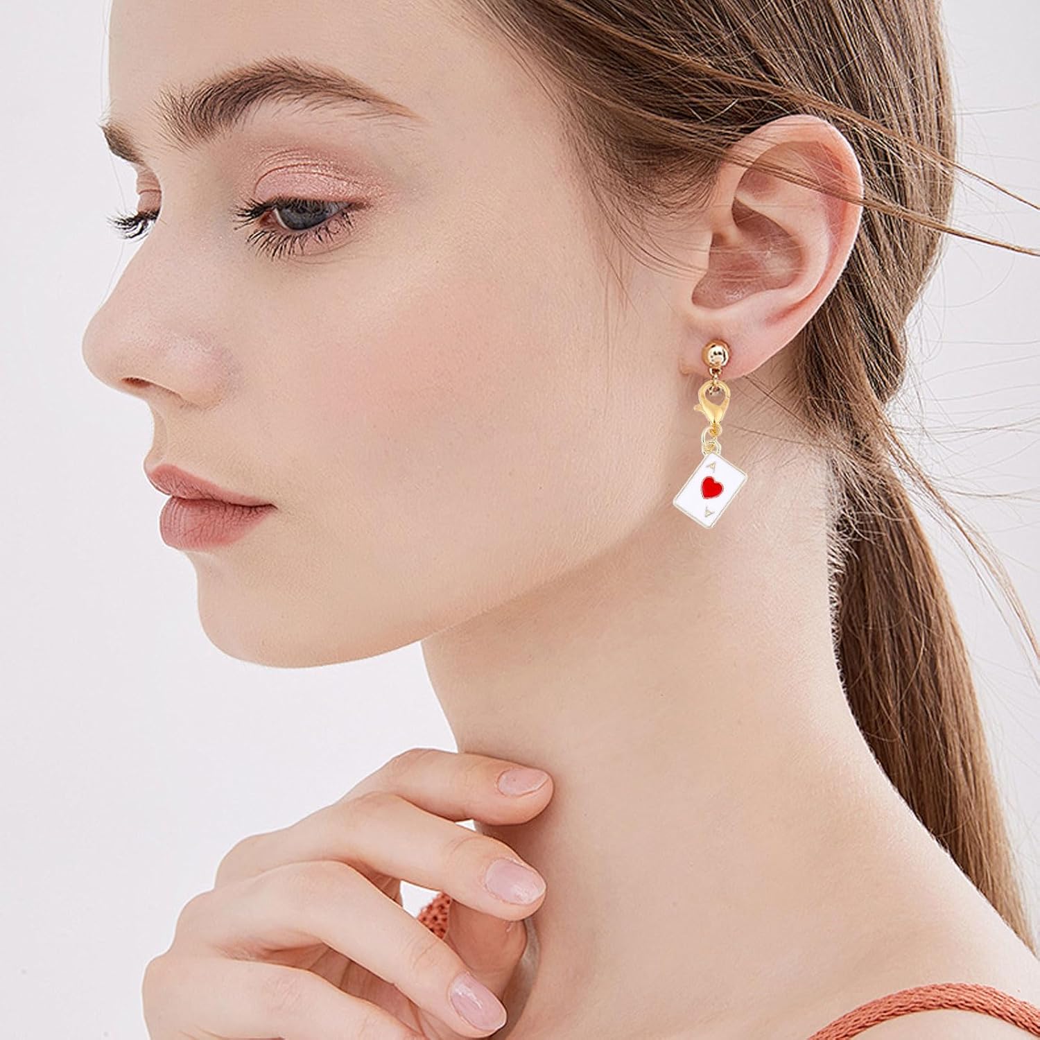 CHGCRAFT 32 Pcs 4 Styles Enamel Poker Card Pendant Hearts Playing Cards Pendant Alloy Enamel Poker Card Charms Pendant With Lobster Clasps for Earrings Necklace Keychain Hand Making - Image 6