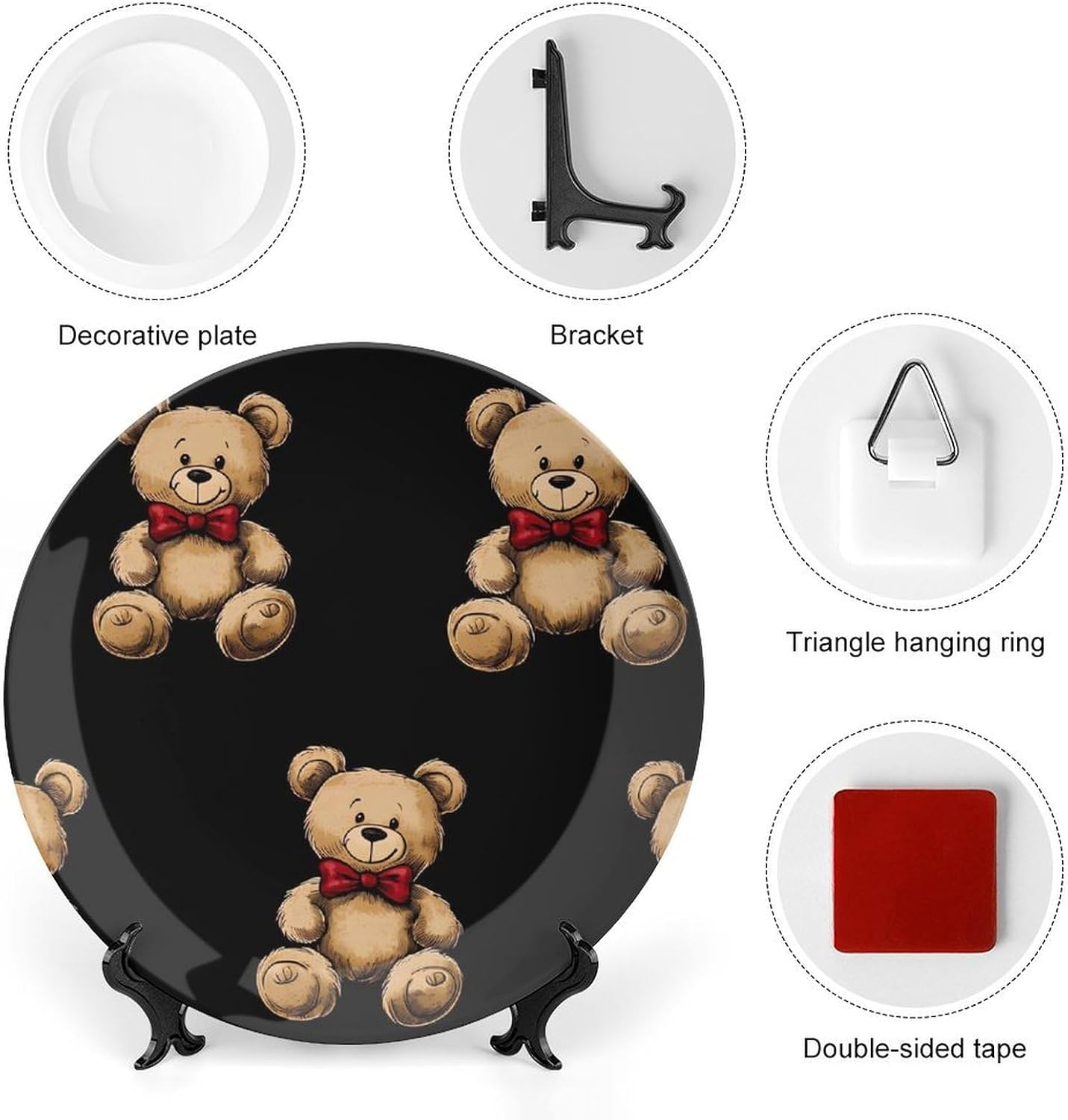 Teddy Bears Bone China Decorative Porcelain Plates Dinnerware Ornaments