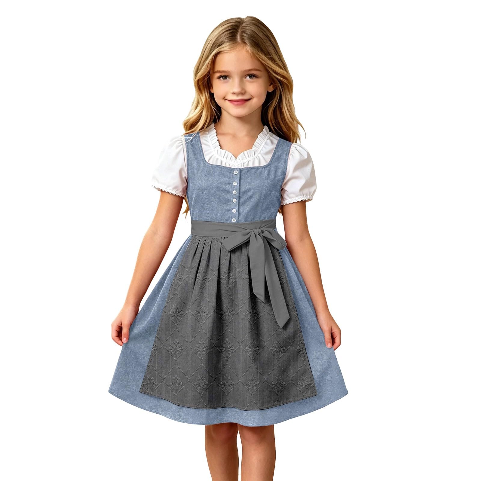 Girls Oktoberfest Costume Bavarian Beer Festival Dirndl Dress with Apron โ image 1