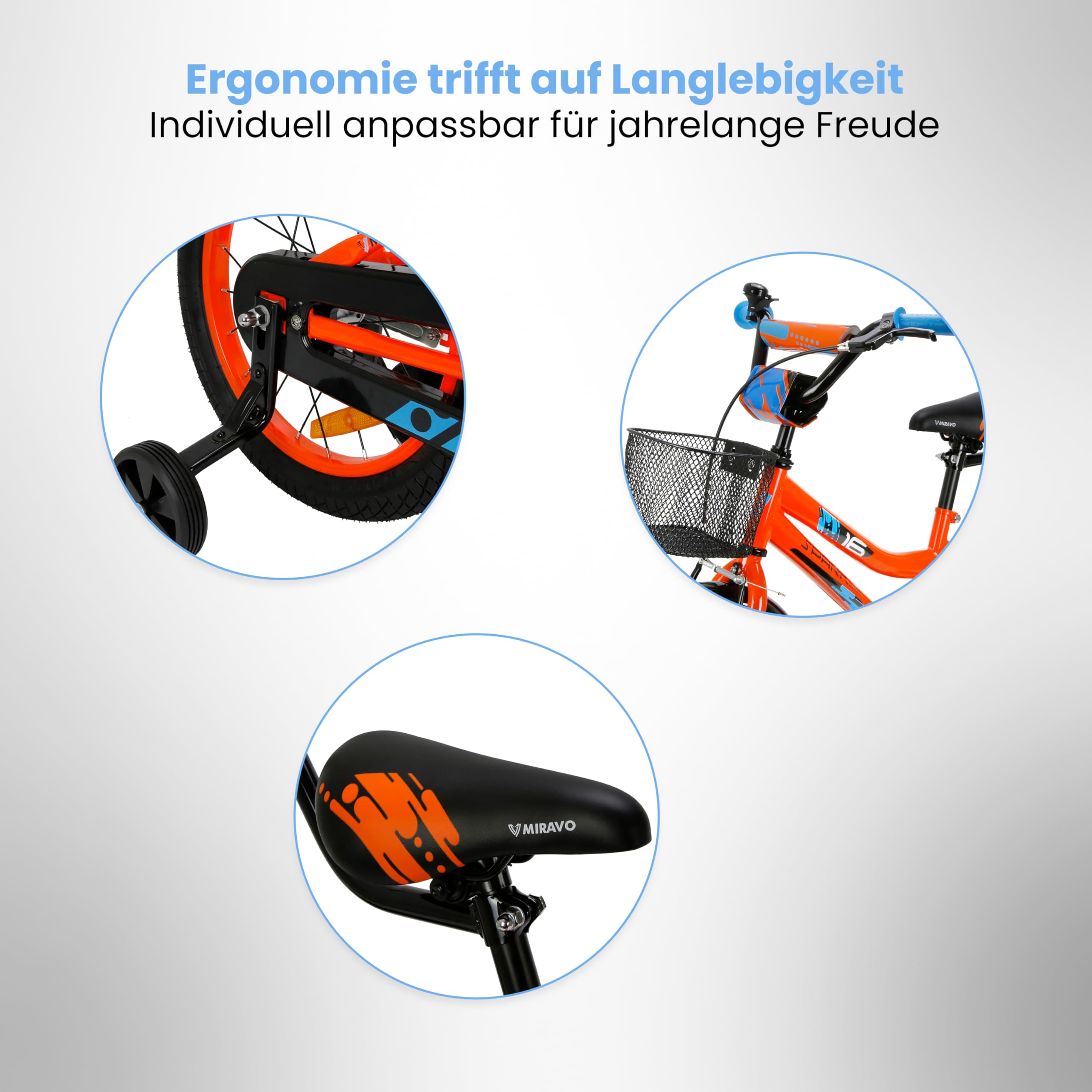 Kinderfahrrad Fahrrad Kinder Ab 2 Bis 8 Jahre Mit Schubstange V-Brake Bremsen Rückstrahl Aufkleber 12 14 16 20 Zoll Radgröße Korb Für Junge Spark