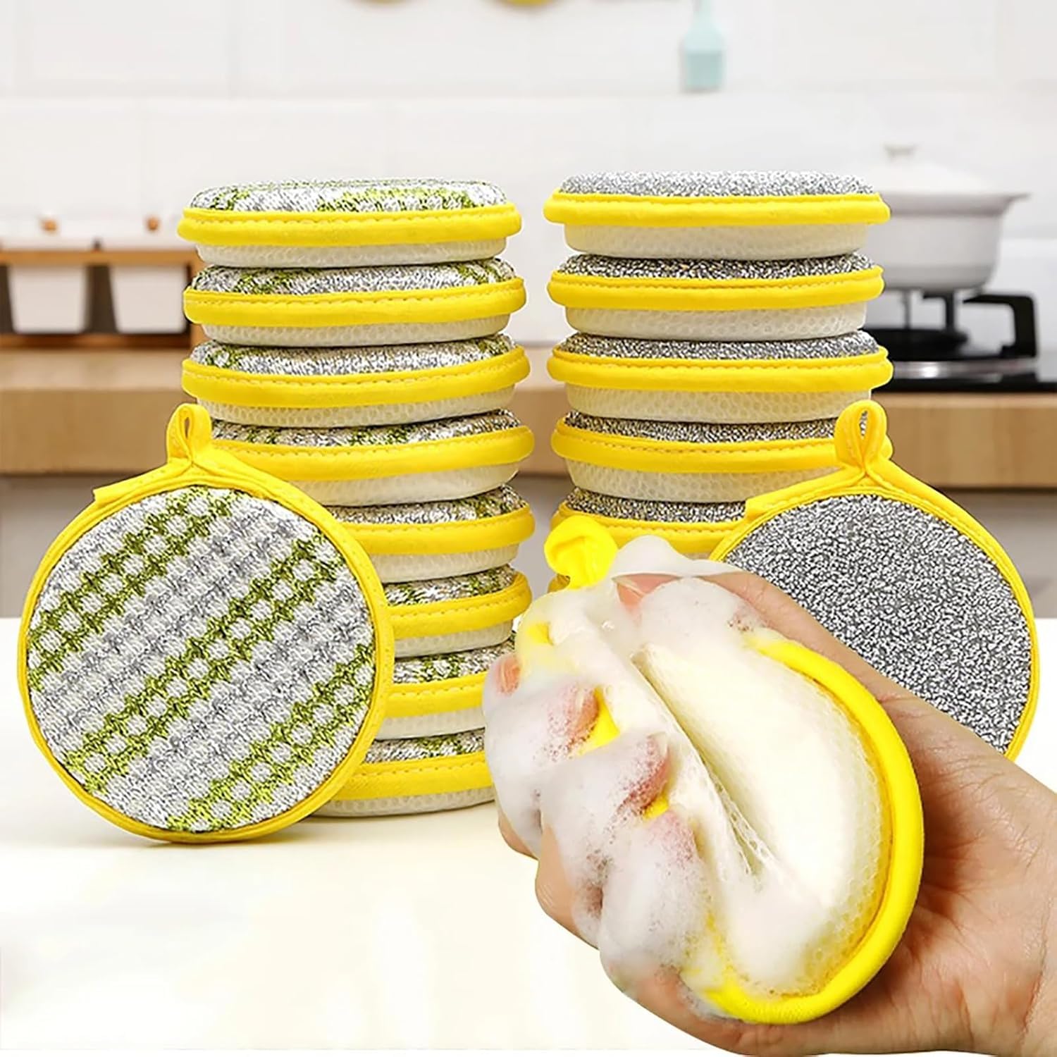 TrueVibes Enterprise Double Layer Round 2 in 1 Premium Scrubber for Utensils Dishwashing Scrub & Sponge for Kitchen for Cleaning Dishes and Cookware Sponge & Steel Scrubber for Utensils Pack of (5) (B0D9DGPPDW) Amazon Price History, Amazon Price Tracker